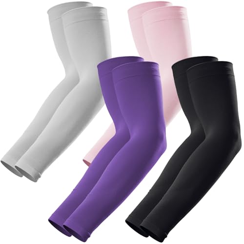 GOUNOD Arm Sleeves for Men Women,Compression Sleeves to Cover Arms for Men Working,Sun Sleeves for Men UV Protection - color: 4 Pairs:black,light Grey,pink,purple
