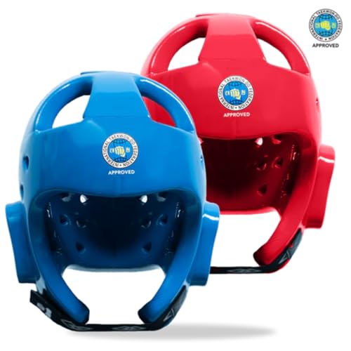 Daedo ITF Approved Taekwondo Head Guard – Red or Blue Sparring Helmet – Lightweight Foam Headgear Coated with Plastic Paint - color: Red, size: X-Large