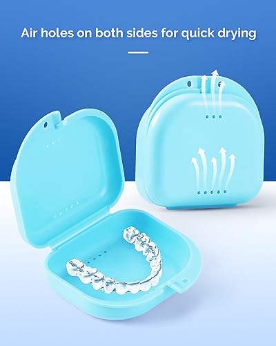 JMU 2 Pcs Retainer Case with Vent Holes, Orthodontic Storage Case | Teal and Purple, Dental Mouth Guard Holder, Travel Box for Aligner with Snap Lock - color: Teal/Purple