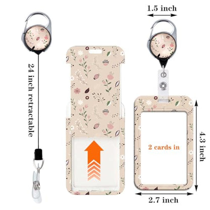 Lanyard with ID Badge Holder Retractable Badge Clip Cute Lanyards for ID Badges Keychain for Key Card Women Girls School Teacher Nurse Work - color: Flower