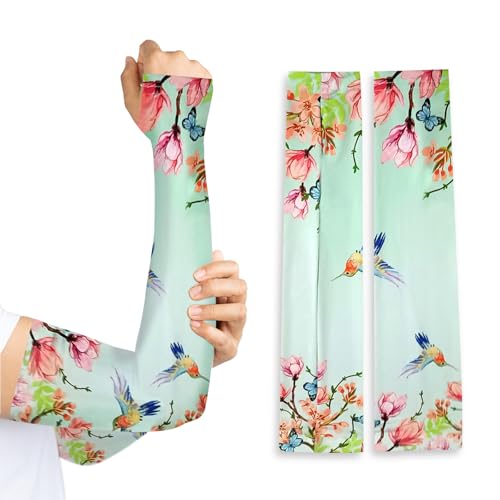 BVB Gardening Sleeves for Women, Sun Protection Thorn Proof Cooling Arm Sleeves to Cover Arms for Farm Garden Sports - color: Hummingbird