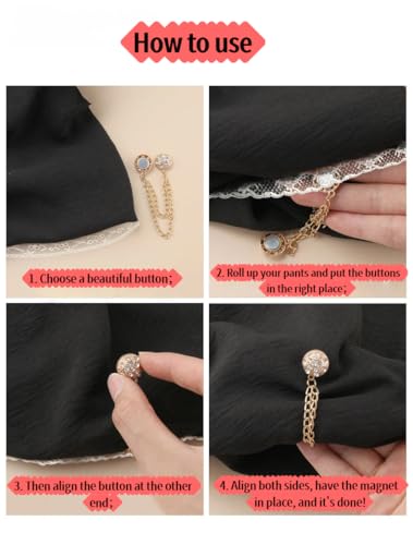 9 Pcs Magnetic Clips with Chain Hijab with Rhinestone Embellishments