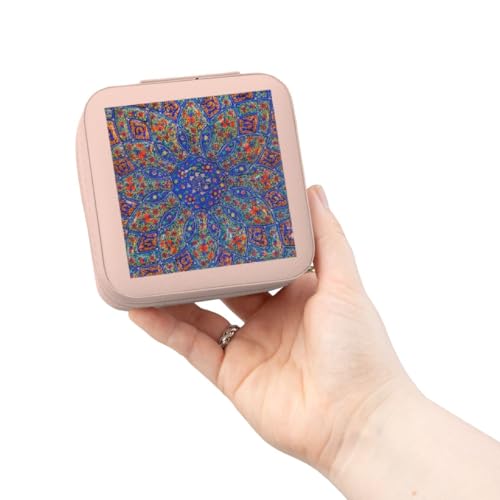 3dRose Islamic Designs on Blue Pottery, Madaba, Jordan Jewelry Travel Case Pink