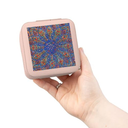 3dRose Islamic Designs on Blue Pottery, Madaba, Jordan Jewelry Travel Case Pink