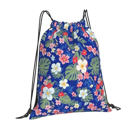 Lightweight Drawstring Bag Charming Hawaii Flower, Large Capacity String Backpack for Beach Swimming Pool - color: Pattern (369)