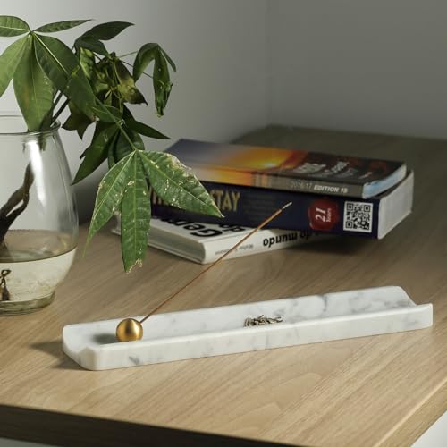Koville Italian Carrara Natural Marble Incense Holder, Incense Holders for Sticks, Incense Burner Holder, Ideal for Meditation and Relaxing, Easy to Clean(Bianco Carrara) - color: White Marble-bianco Carrara