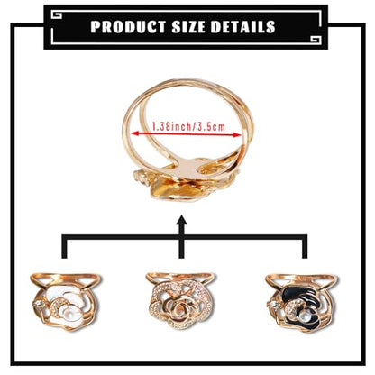 3pcs Fashion Scarf Ring Clip 3 Rings Silk Scarves Clip For Women Shawl Clip Buckle Gold Smooth Scarf Brooches Buckle - color: Scarf clip F-3PCS