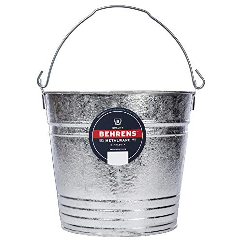 Behrens 1214GS Galvanized Steel Utility Pail, 14-Quart, Gray - size: 14-Quart, style: Hot Dipped