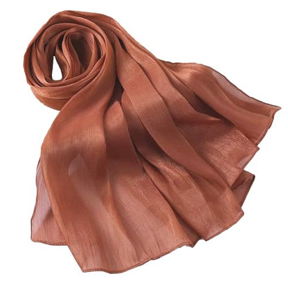 Women Premium Hijab Head Scarf Lightweight Shimmer Scarves Crepe Wedding Shawls and Wraps for Evening Dresses Shiny - color: Light Orange