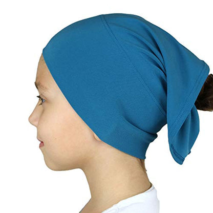 Modefa Islamic Girl Child Practical Amira Hijab Two Piece Muslim Scarf & Bonnet - Instant Easy Hijab - color: Teal
