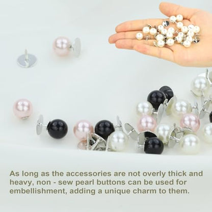 ZENGLU No-Sew Pearl Buttons, 30 Sets of 2/5 inch Removable Reusable Brooch Pins for Shirts, Blouses, Dresses, Sweaters, Shawls for Women (10mm/White) - color: White