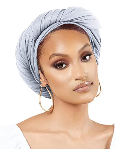 Nonbongoy Head Wraps for Black Women 71"x32" Long Soft Jersey Hijab Turban - color: 1- Light Grey Headwrap