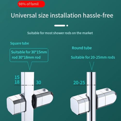 Adjustable Shower Head Holder for Slide Bar, 15-30MM O.D. Rail Head Bracket Holder for Slide Bar Slider Clamp Bathroom Replacement 360 Degree Rotation Sprayer Holder(Silver)