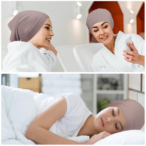 Loopeer 2 Pcs Hijab Undercaps No Slip for Women Islamic Muslim Hijab Cap Scarf for Turban Tube Neck Cover - color: Black, Khaki