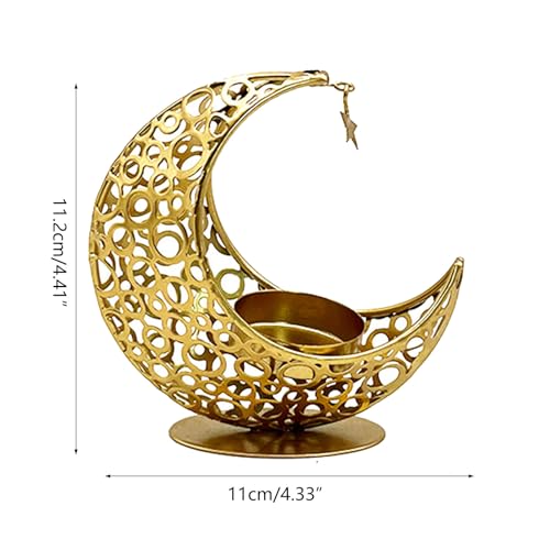 Elegant Moon Shaped Table Decor Metal Stand Soft Lighting for Couple Housewives and Interior Decor Enthusiasts Candlestick