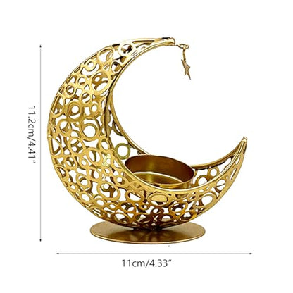 Elegant Moon Shaped Table Decor Metal Stand Soft Lighting for Couple Housewives and Interior Decor Enthusiasts Candlestick