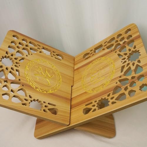 Wooden Book Stand Quran Bible Book Holder Muslim Bookshelf Magazine Display Holder for Ramadan Decorations
