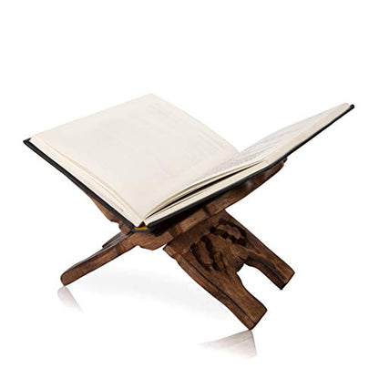 Beautiful Handmade Wooden Prayer Book Display Stand Holder Rehal for Religious Holy Books The Bible Quran Geeta Foldable Book Rest Traditional Living Room Home Decor Accents (10 (L) x 5 (W) Inches)