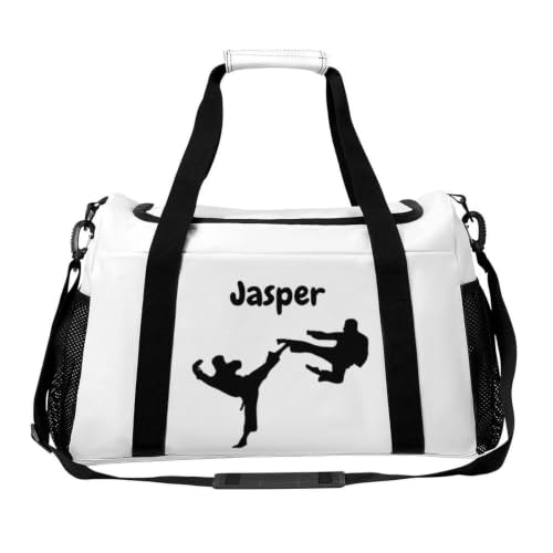 Custom Name Taekwondo Karate Duffle Bag for kids Boy Girls,Personalized Martial Arts Gear Bag,Water-Resistant Sparring Equipment White - color: Taekwondo Karate-06