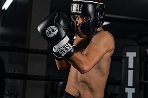 TITLE Boxing Leather Sparring Headgear - MMA & Muay Thai Protection - color: Black, size: Standard