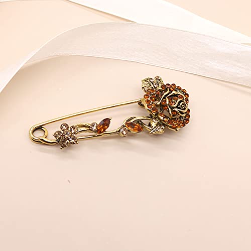 Crystal Pearl Flower Brooches Pins Fashion Beautiful Created Rhinestone Floral Brooch Good Idea for Party Dance Wedding Banquet for Elegant Women Girl - color: Retro Rose Flower