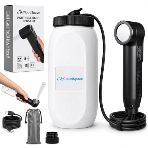 Portable Bidet for Travel, Rechargeable Portable Electric Bidet with 2 Spray Modes, 2.5L Water Capacity, Wide Spray Head, Travel Bidet for Women & Men, Postpartum Hygiene, Camping, RV & Home