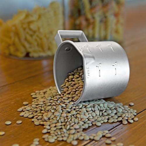 Better Houseware Measuring Cup, 8 oz Metal Measuring Cup with Handle and Pour Lip for liquid with Easy-Read Markings for Cooking and Baking, Kitchen Essential Aluminium - color: Silver