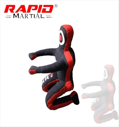 Grappling Dummy for Brazilian Jiu-Jitsu, Karate, and MMA Training – Sitting Position – Unfilled 4 FT (48 Inches) Black-Red