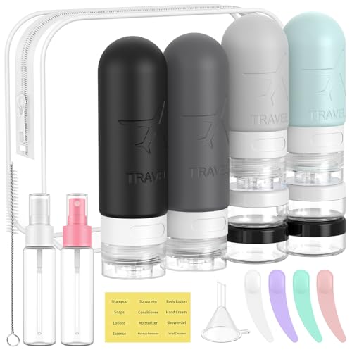 ME.FAN 18 Pack Travel Bottles for Toiletries, TSA Approved, Grey - color: Grey