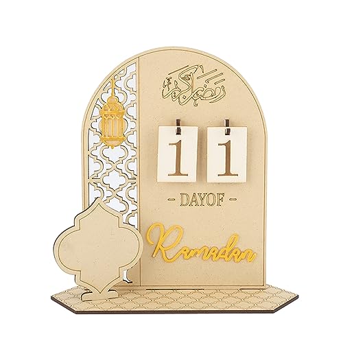 Ramadan Countdown Calendar Wooden Decorative Ornament DIY Eid Calendar Home Party Holiday Applicable Scene, Wooden Eid Mubarak Ornament Decorative DIY Ramadan Calendar Ornament