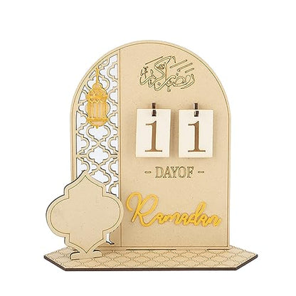 Ramadan Countdown Calendar Wooden Decorative Ornament DIY Eid Calendar Home Party Holiday Applicable Scene, Wooden Eid Mubarak Ornament Decorative DIY Ramadan Calendar Ornament