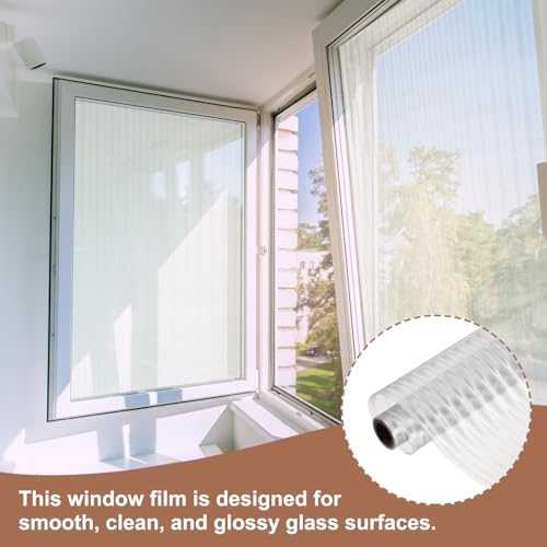 uxcell Window Privacy Film, 78.7 x 15.7 Inch Frosted Glass Window Film, Static Cling Non-Adhesive Reusable Door Coverings Fluted Pattern for Bathroom Home Living Room, Clear - size: 78.7 x 15.7 Inch