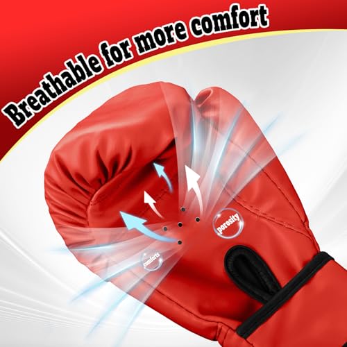 Kids Boxing Gloves for Boys & Girls, Youth Boxing Training Gloves for Kids Age 3 to 9 Years, 4OZ Training Sparring Gloves for Punching Bag Kickboxing Muay Thai MMA - color: Red