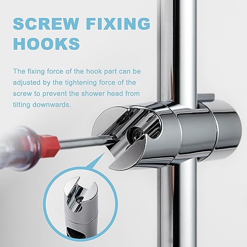 OFFO Shower Head Holder, Adjustable 0.75-1.00 in(19-25 mm) Diameter Hand Shower Holder Bracket for Slide Bar, Detachable Slider Clamp Bathroom Replacement, 360 Degree Rotation Sprayer Holder, Chrome - style: Chrome