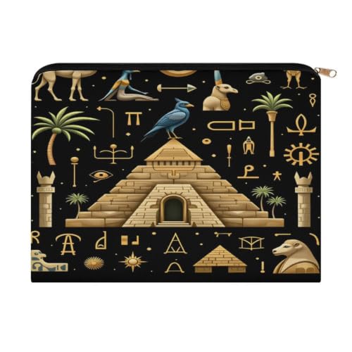 Ancient Egyptian Makeup Bag for Women, Cosmetic Pouch Travel Toiletry Organizer Bag 8.9"x6.5" Polyester - color: Ancient Egyptian