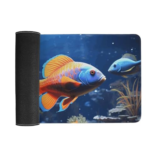 Large Size Gaming Mouse Pad Fishs Desk Mat Non-Slip Base Waterproof Desktop Writing Pad for Office Home - color: Fishs, size: 40X75cm