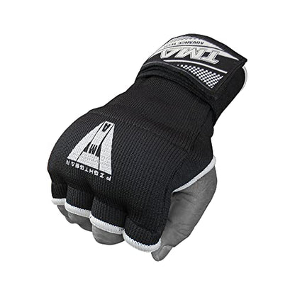 TMA Gel Padded Inner Gloves with Hand Wraps Boxing Gloves, Half Finger Elasticated Bandages, Kickboxing Wraps for Men, Women, Kids MMA, Muay Thai, Kickboxing (Pair) - color: Black, size: Large-X-Large