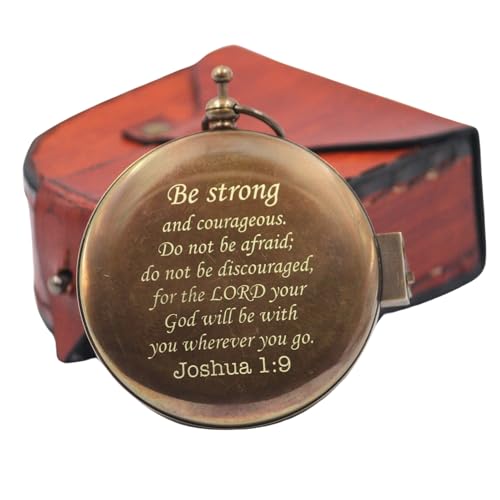 Be Strong Sundial Compass - First Communion Gifts for Boys - Girls - Baptism - Kids Confirmation - Religious Men holy boy Compasses - Joshua 1:9 - Graduation Christian Son Keepsake Grandson