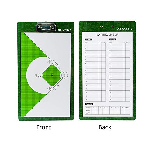 Foldable Leather Football Soccer Magnetic Tactic Marker Coaching Clipboard with Zipper and Marker Pen - Coaching Strategy Guiding Board Kit Equipment Portable Coach Tool - style: Baseball