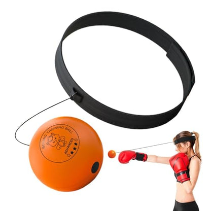 Boxing Ball - Funny Head-Mounted Adjustable Gear, Gym Punch Reflex Trainer with Comfortable Headband, Fight Speed Equipment, Striking Reflexes Device, Equipment for Men Women - color: Orange