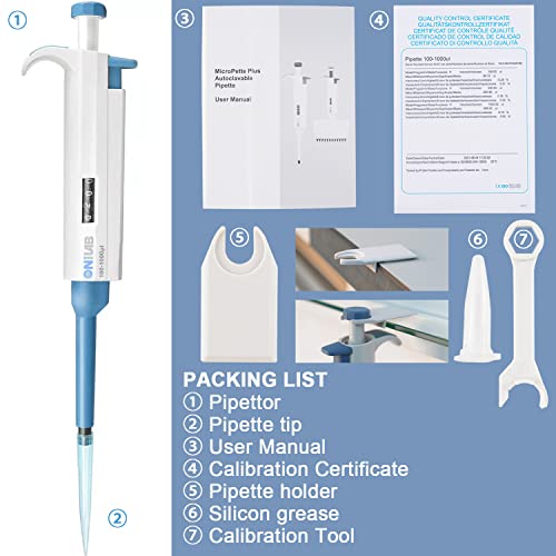 ONiLAB Lab Micropipette, Single Channel Adjustable Pipettor, 50-200ul | Manual Micropipette, High Precision Design, Accurate Liquid Transfer, Ergonomic Design - style: 50-200ul
