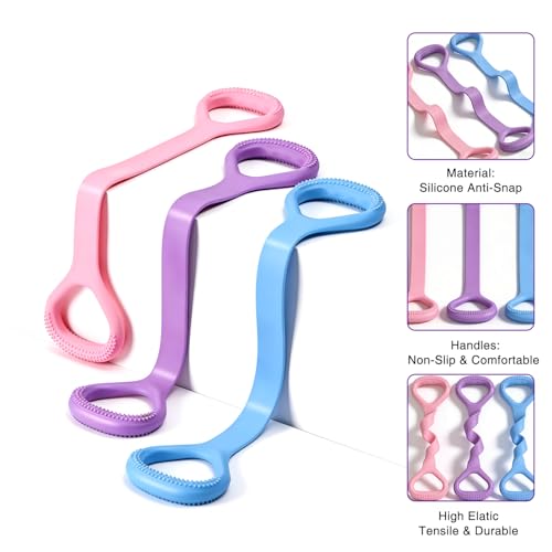 3PCS Figure 8 Resistance Band, Elastic Rope Stretch Fitness Band, Arm Back Shoulder Exercise Bands, Yoga Gym Fitness Pulling Rope