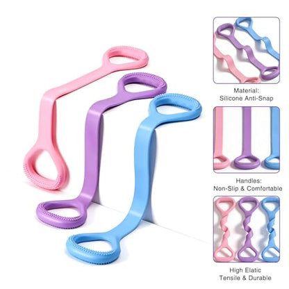 3PCS Figure 8 Resistance Band, Elastic Rope Stretch Fitness Band, Arm Back Shoulder Exercise Bands, Yoga Gym Fitness Pulling Rope