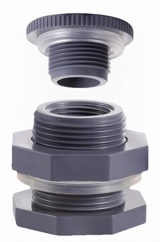(1 Set) PVC Bulkhead Water Tank Connector Adapter Fitting with Plugs Thru-Bulk Pipe Fitting fits Rain Barrels, Aquariums, Ponds (3/4 inch and qualified PVC, seal gaskets is 4mm thick)