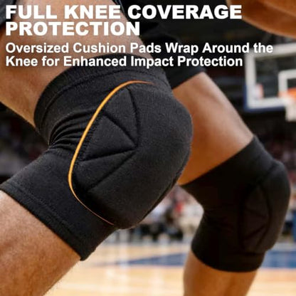 Volleyball Knee Pads for Men Women, Soft Sleeves with Thick Foam, Black M | Kneepads for Dance, Yoga, Basketball, Football, Cushioned for Adult Wrestling, Skating, Cleaning- Anti-Slip, Easy to Wear - size: Medium