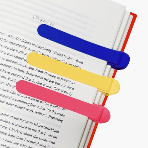3pcs Silicone Automatic Bookmark, Book Marks for Reading, Cute Unique Book Markers, Smart Bookmarks Clip Book Page Holder for Women, Men, Kids, Book Lovers, Stay in Place and Follow as You Read - color: 1 Blue+1 Red+1 Yellow