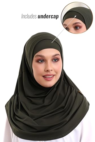 ihvan online, Hijab Scarves for Women, Ready to Wear, Lightweight and Comfortable Headscarf, Instant Turban, Jersey, Presewn - color: Khaki