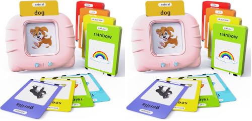 Lapare Audible Learning Toy with Music for Toddler Age 1 2 3 4 5, 520 Sight Words Talking Flash Cards Toy for Girls to Learn Alphabet Number Color Shapes and More (Pack of 2) - color: Pink, size: 520 Sight Words English + 4 songs (Pack of 2)
