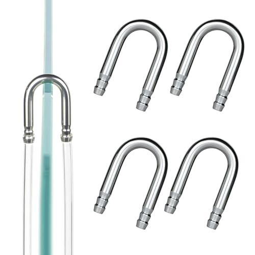 LINLAN 4-Piece Aquarium 304 Stainless Steel U-Tube Connector，Anti-Kink Design, Compatible with 5/16 inch (4mm) ID Air Hose, Air Pump and CO2 Diffuser Accessory for Rimless Aquariums - size: 4Pcs-304 SS