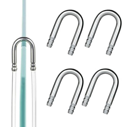 LINLAN 4-Piece Aquarium 304 Stainless Steel U-Tube Connector，Anti-Kink Design, Compatible with 5/16 inch (4mm) ID Air Hose, Air Pump and CO2 Diffuser Accessory for Rimless Aquariums - size: 4Pcs-304 SS
